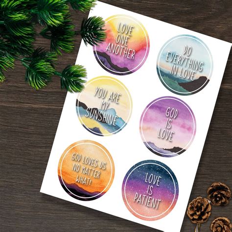 6 Bible Verse Printable Stickers 01 Watercolor Stickers Etsy