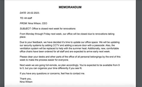 How To Write A Business Memo