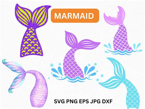 Mermaid Clipart Svg Bundle Mermaid Tail Monogram Svg Cute Mermaid