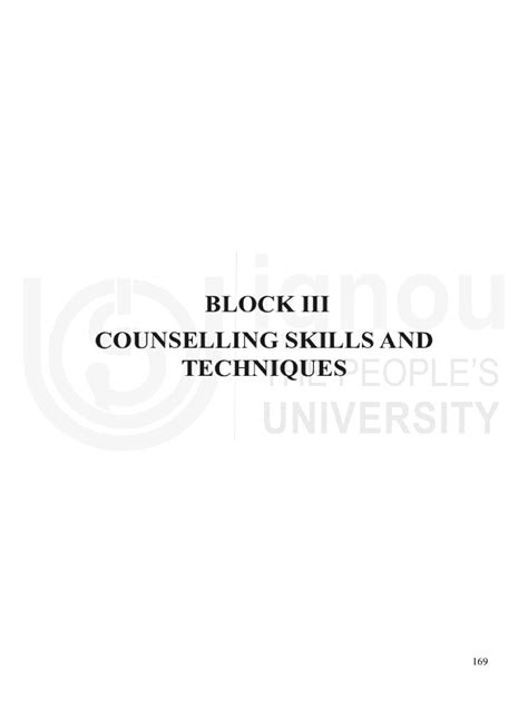 Fillable Online Egyankosh Ac Block Iii Counselling Skills And