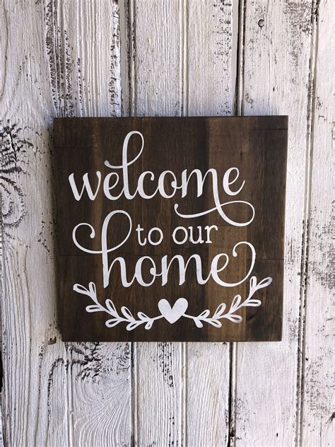 Welcome To Our Home Sign Wooden Wall Artwood Farmhouse Sign By