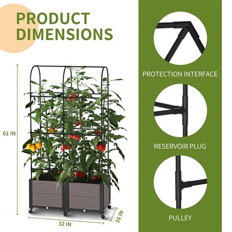 Free Shipping Slsy Raised Garden Bed Planter Box With Wheels Tomato Cage Planter Raised Garden