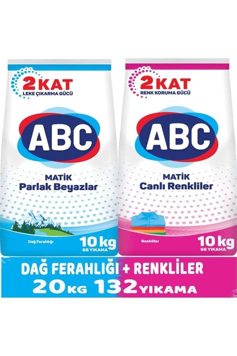 Abc Matik Toz Çamaşır Deterjanı 20kg 2pk 10kg Canlı Renkler Dağ