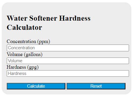 Water Softener Hardness Calculator Calculator Academy