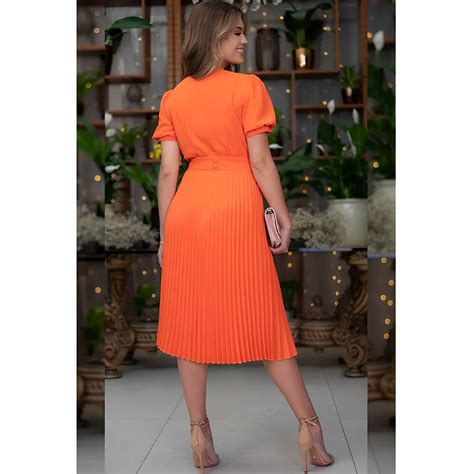 Vestido Midi Plissado Em Crepe Luciana Pais E Simonello