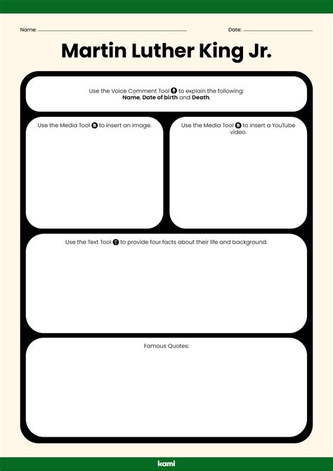 Biography Worksheet Martin Luther King Jr Kami Library