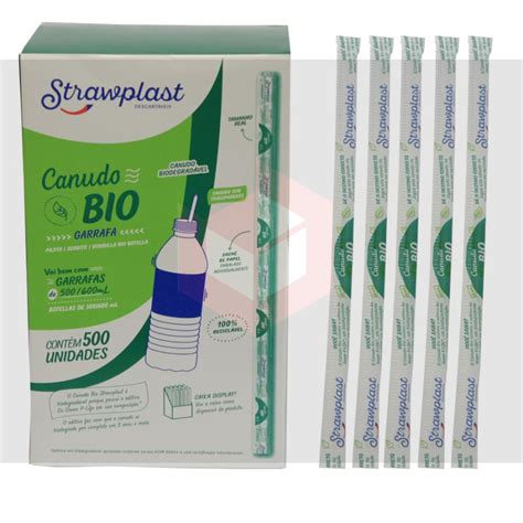 Canudo bio garrafa Straw 817 rígido 24cmx5mm c 500un