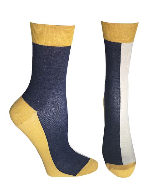 Chaussettes De Contention Mid Mollet En Bambou Bleu Jaune