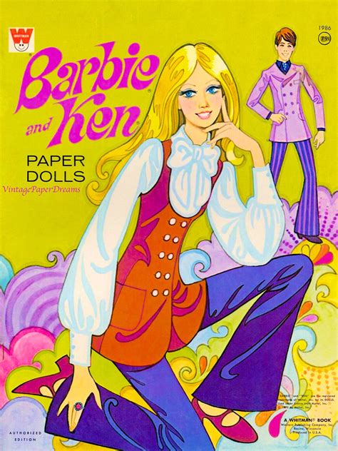 Barbie Paper Doll Printable Pdf Kenhippie Barbie Fashion Etsy Uk