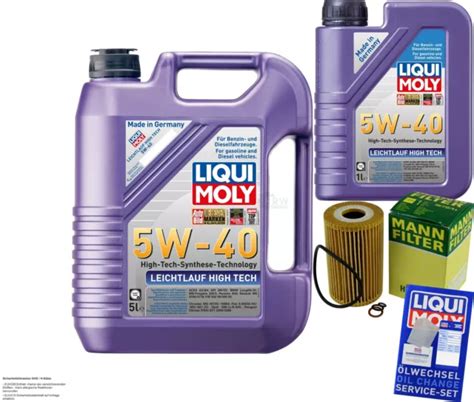 KIT ISPEZIONE FILTRO LIQUI MOLY Olio 6L 5W 40 Per BMW 3er E46 318i 316i