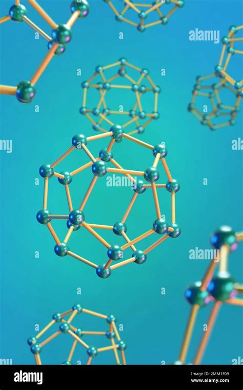 Mol Culas En Forma De Un Dodecaedro Sobre Fondo Azul D Ilustraci N