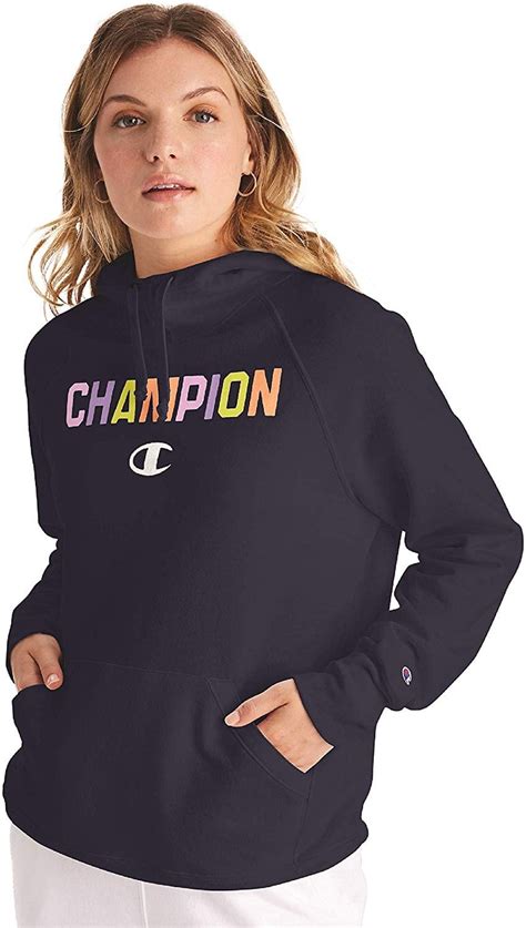 Champion Womens Powerblend Graphic Hoodie Athletic Navy 2x Large