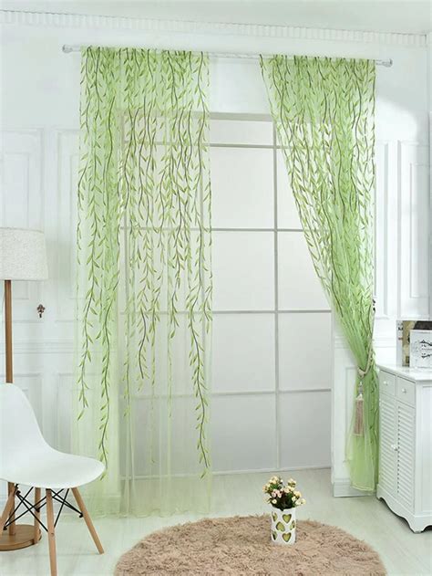 1pc Leaf Pattern Sheer Curtain Shein Usa In 2020 Living Room Colors Curtains Leaf Curtains