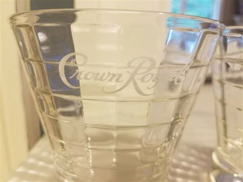 Crown Royal Whisky Tapered Lowball Rocks Glasses Window Pane White Logo 2 Ebay