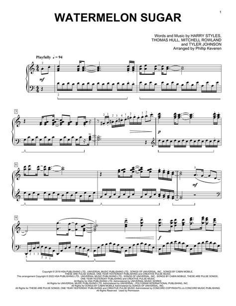 Harry Styles Watermelon Sugar Arr Phillip Keveren Sheet Music Notes