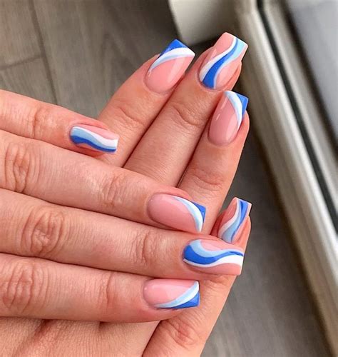 30 Stunning Ocean Wave Inspired Blue Swirl Nails Nail Designs Daily