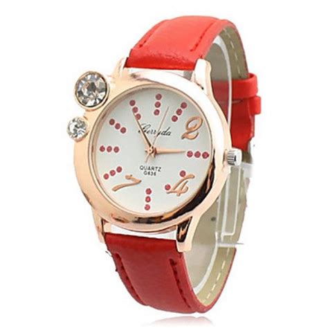 Womens Multi Functional Rhinestone White Dial Leather Band Wrist Watch