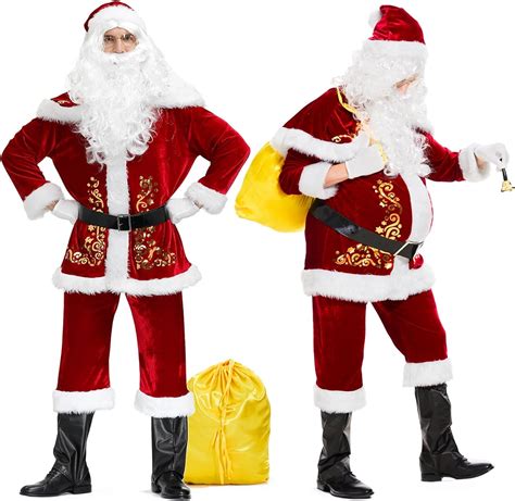 Neragron Santa Claus Costume For Men 15pcs Deluxe