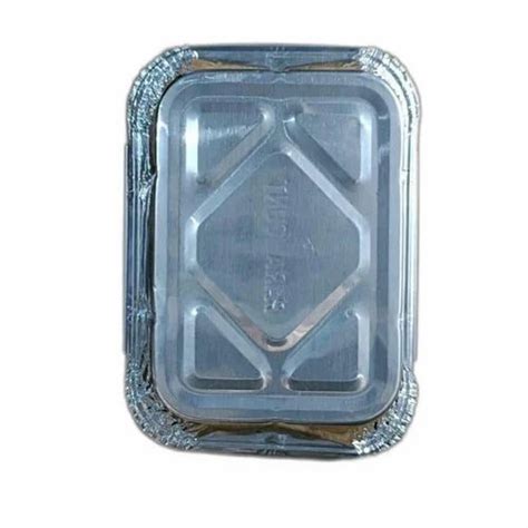 Silver Rectangular 450ml Aluminum Foil Food Container For Event And