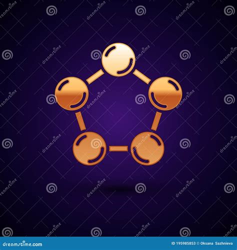 Gold Molecule Icon Isolated On Black Background Structure Of Molecules