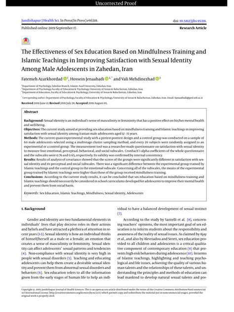 Pdf The Effectiveness Of Sex Education Based On Mindfulness Training