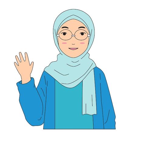 Ilustración de una chica musulmana con hijab con un rostro feliz