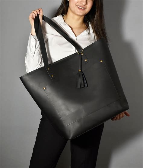 Leather Tote Bag For Woman Large Leather Work Tote Shopper Bag Etsy