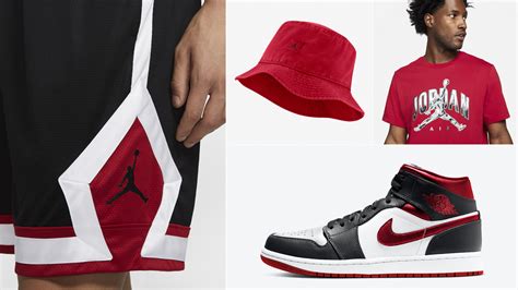 Air Jordan 1 Mid Metallic Gym Red Shirts Hats Outfits