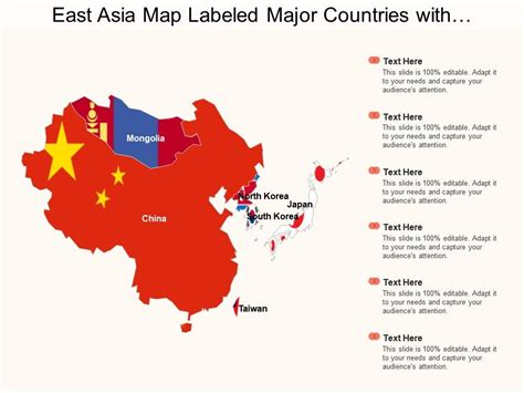 East asia map labeled major countries with mongolia and taiwan | Presentation Graphics ...