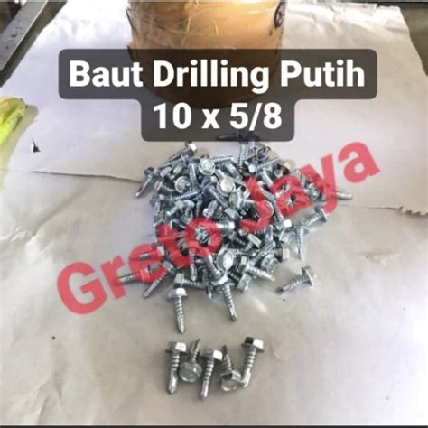 Jual 10x5 8 10bj Baut Drilling Putih 10 X 5 8 Drill Driling Atap