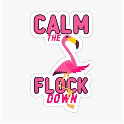 Calm Flock Down Summer Bird Saying Pink Flamingo Sticker For Sale By