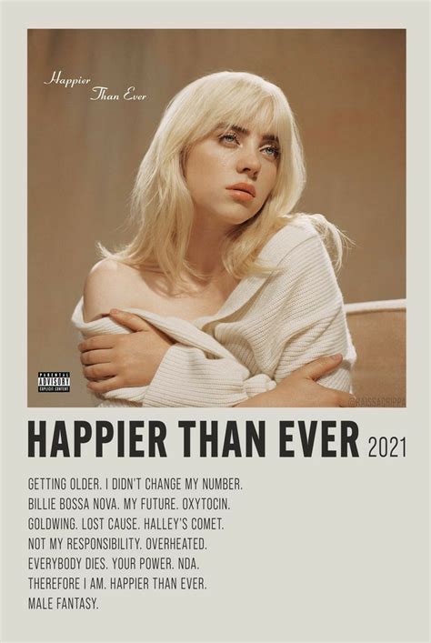 Billie Eilish Happier Than Ever Carteles De Música De época Póster