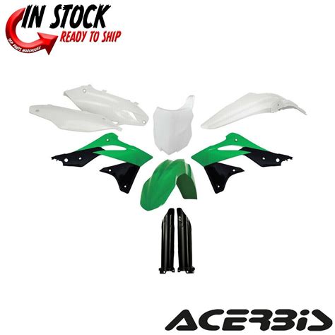 Acerbis Full Plastic Kit Green White Black Kawasaki Kx250f 2013 2016 Ebay