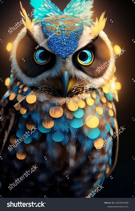 Hyper Realistic Portrait Beautiful Owl D Stock Illustration