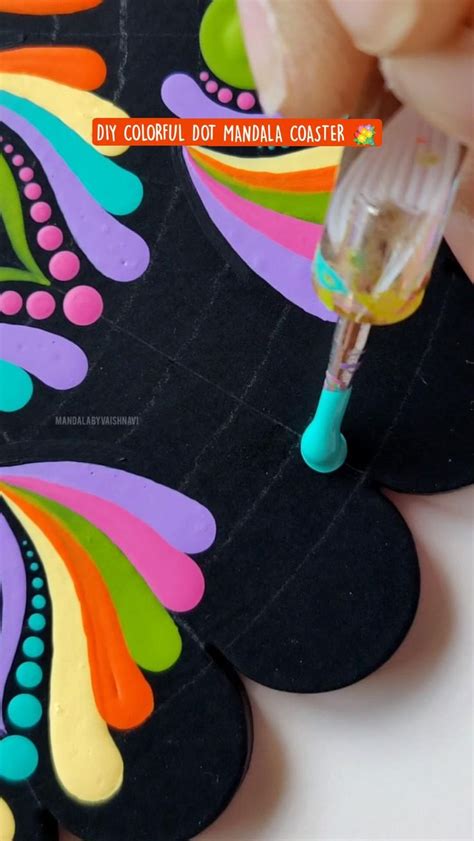 Diy Colorful Dot Mandala Coaster Dot Painting Mandala Drawing Dot