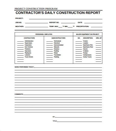 Daily Construction Report Template – 25+ Free Word, PDF Documents ...