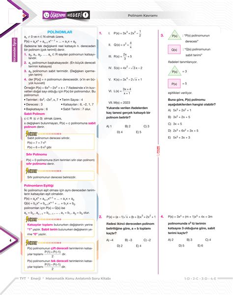 TYT ENERJİ MATEMATİK POLİNOMLAR ÇARPANLARA AYIRMA İKİNCİ DERECEDEN BİR