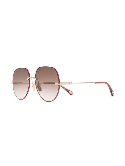 Chloé Eyewear Round Frame Tinted Sunglasses Gold Farfetch Uk