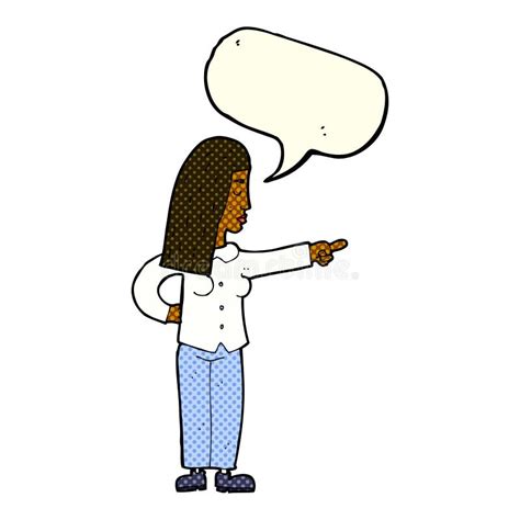 Cartoon Woman Pointing With Speech Bubble Stock Illustration