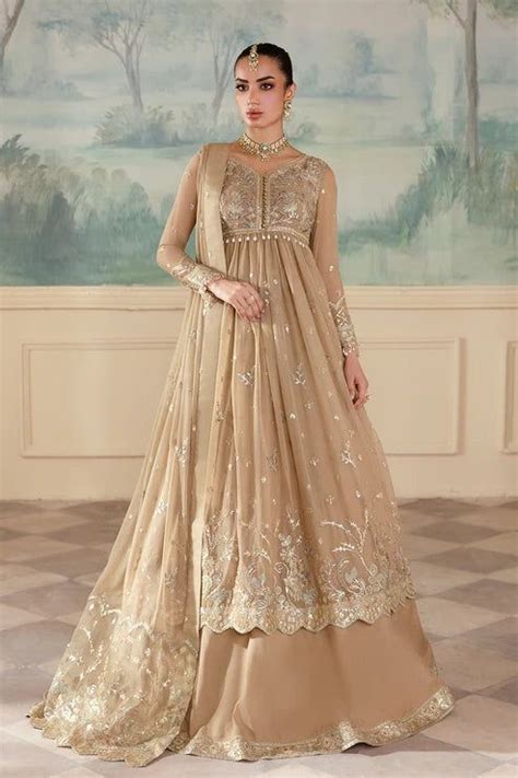 Zarposh Embroidered Chiffon 3 Piece Suit Mehru In 2024 Bridal Outfits