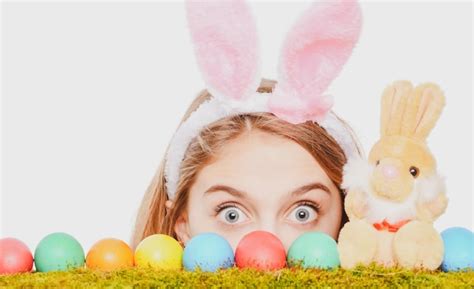 Premium Photo Easter Bunny Rabbit Girl With Ears Eggs Hunt Isolated