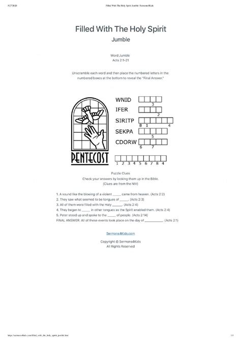 Pentecost Word Jumble Worksheet Live Worksheets