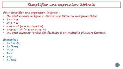 Simplifier Une Expression Littérale Youtube