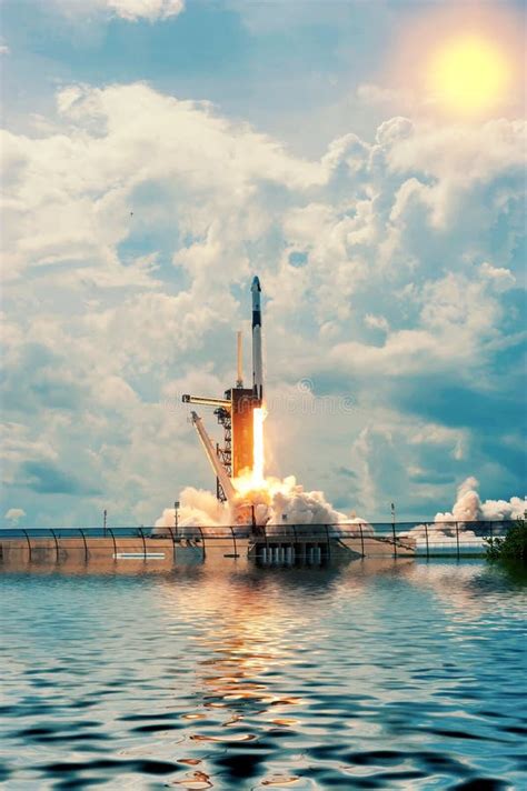 Dramatic Rocket Launch From The Platform The Elements Of This Image