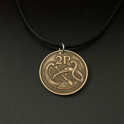 Irish Coin Necklace Ireland Coin Celtic Bird Knot Pendant Etsy