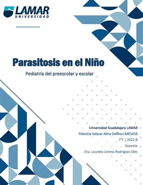 Parasitosis En El Ni O Alma Delfina Palencia Salazar Udocz