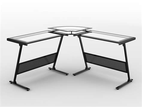 Z Line Designs Delano Glass Top Corner Computer Desk Black