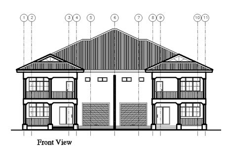 Front View Of 22x22m House Plan Is Given In This Autocad Drawing File