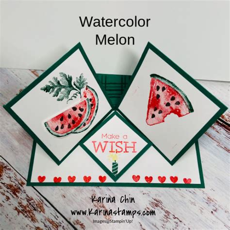 Watercolor Melon Free Card Tutorial Karina Chin Stampin Up