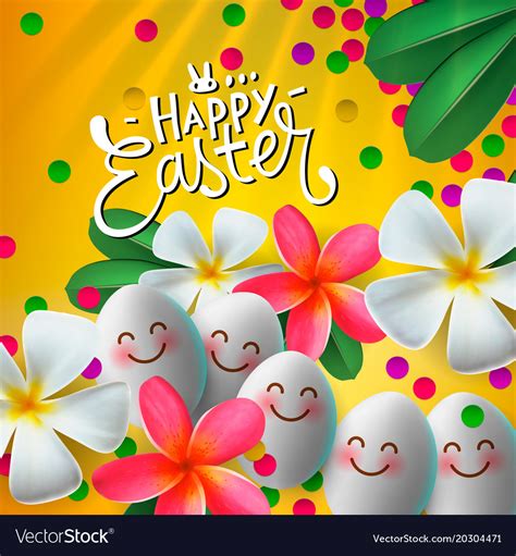 Happy Easter Card With Eggs And Flowers Royalty Free Vector